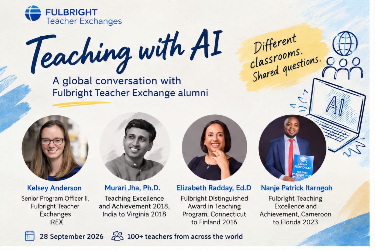 Reflectivediary's tweet photo. What happens to teaching when every answer is a prompt away? My reflection from a global Fulbright webinar on AI: we must not outsource curiosity, judgement or meaning-making. Protect the question.

Read at https://t.co/FzKkGO3Ynn
#SundayDiaryy
#FulbrightTeach https://t.co/JEL4OH1S5Y