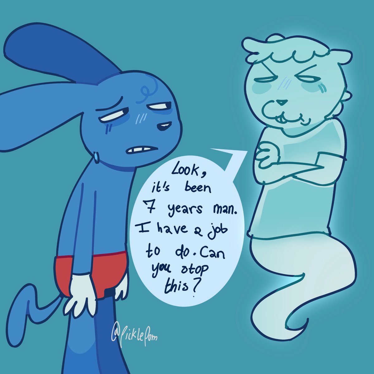 PicklePom's tweet photo. #toonturftober day 4

ghost!!!!! Everyone stop drawing Billy haunting him it’s been long enough there’s more to scare riggy with ok. https://t.co/o3CuUMLknj
