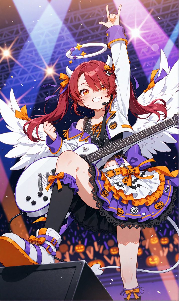 moger865's tweet photo. #みんなでアイドル_ハロウィンライブ2026 #PixAI
ねずみ男(@ratman_aiillust)さんの秋イベントに参加させて頂きます✨
今日は天使の日でもあるので、こちらの衣装をお借りしてうちの子の茉莉花ちゃんに着せてみました🥰👼✨
ハロウィンらしい色合いと白いジャケットや天使の羽が映えていますね💞 https://t.co/oh1q43w7Ml