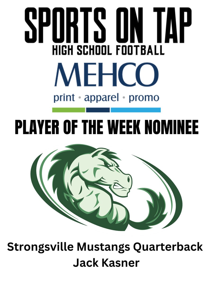 SOTPodcast's tweet photo. Strongsville Mustangs Quarterback Jack Kasner

11/16 245 Yards 2 Touchdown’s
Including four completions of 25 yards or more in the first half alone

@scsmustangs @Strongsville_FB @jason_trusnik https://t.co/egUFF7ld8M
