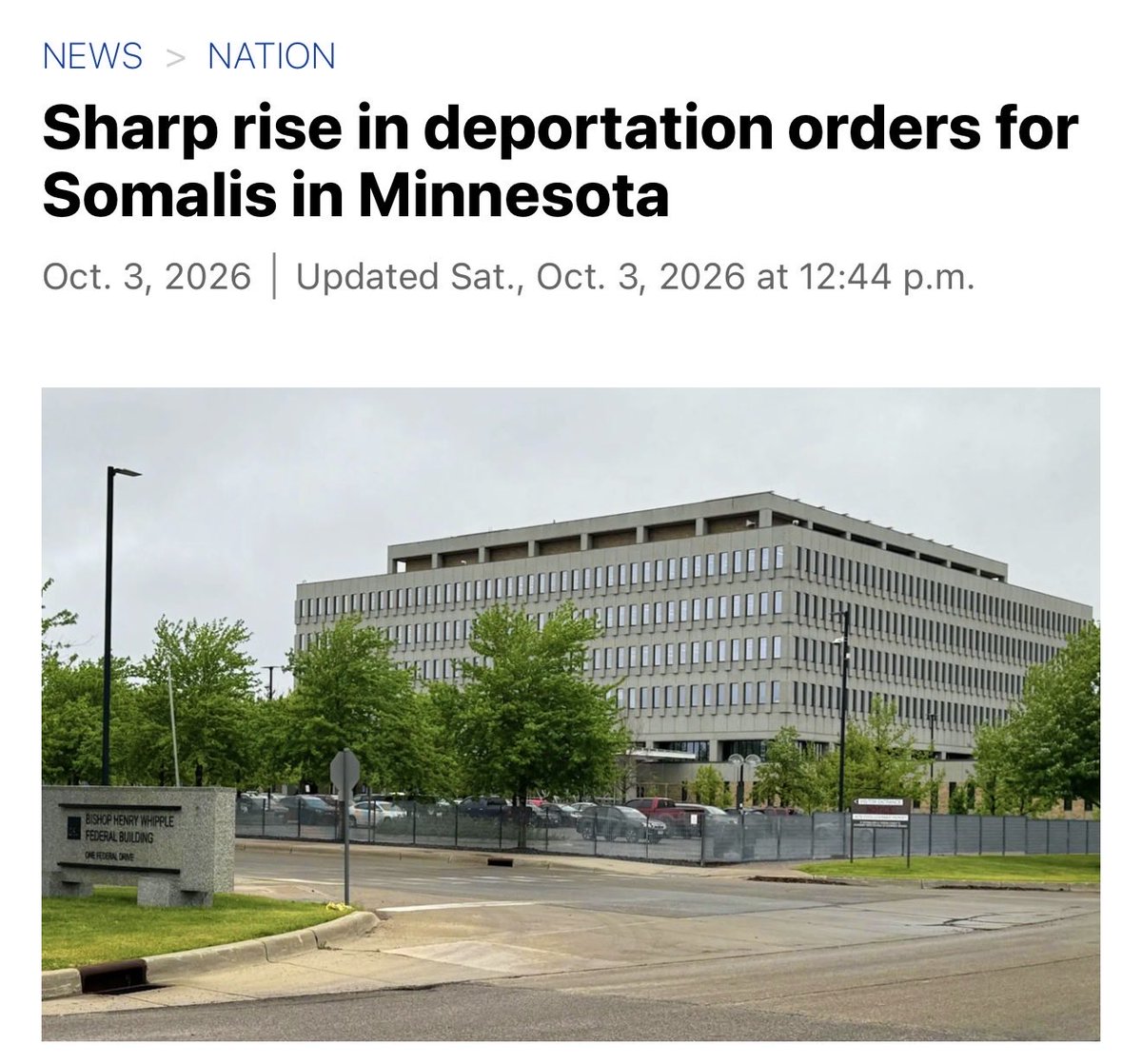 GuntherEagleman's tweet photo. 🚨 KEEP DEPORTING!

Minnesota is finding out what happens when immigration law actually gets enforced.

More than 500 Somali immigrants in Minnesota have gotten deportation orders this year. That's nearly ten times as many as in 2025. Temporary Protected Status was always supposed to be temporary, and now it's over. Faster court hearings are clearing the cases that sat untouched for years.

For decades Washington let "temporary" turn into permanent and called anyone who objected a bigot. Trump just followed the law as it was written.

Temporary means temporary. If a judge orders you removed, you go.