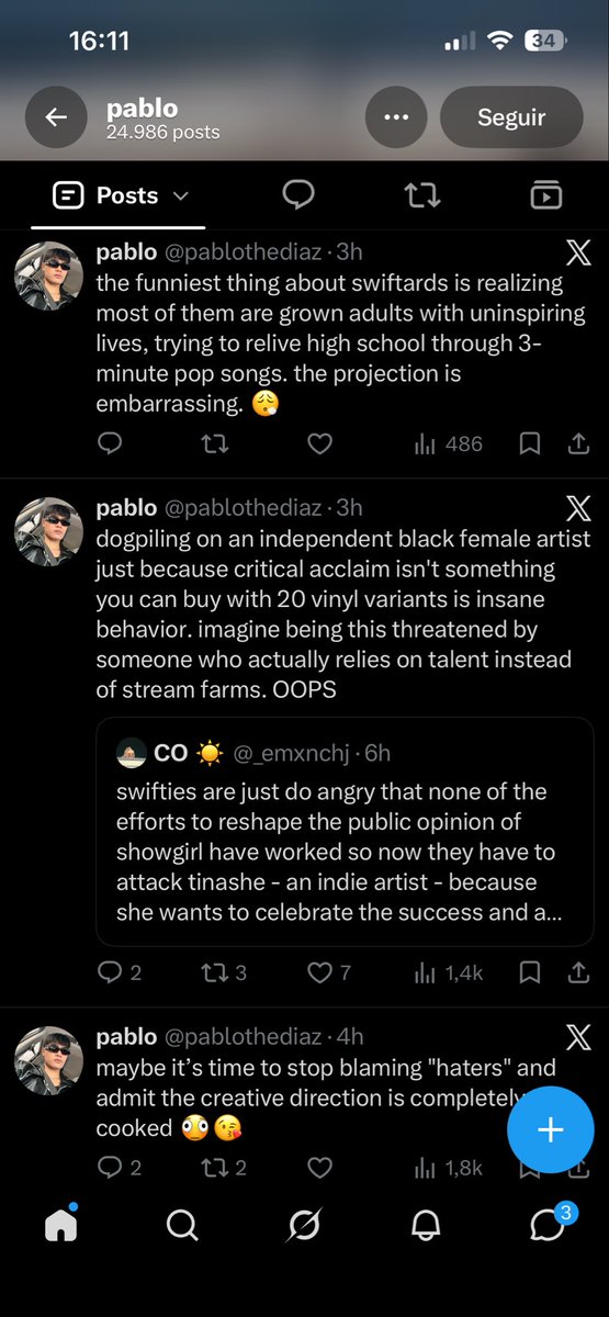 rpbswift's tweet photo. he’s having a meltdown after swifties called him out for his hypocrisy😭😭😭 https://t.co/QNchODMFhj