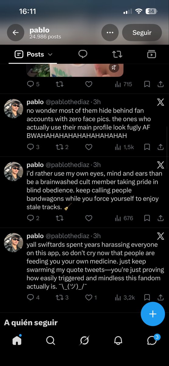 rpbswift's tweet photo. he’s having a meltdown after swifties called him out for his hypocrisy😭😭😭 https://t.co/QNchODMFhj