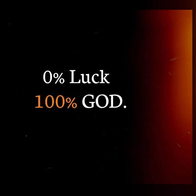 A dark graphic with a red gradient on the right side displays the text '0% Luck' in white and '100% GOD.' in white and orange.