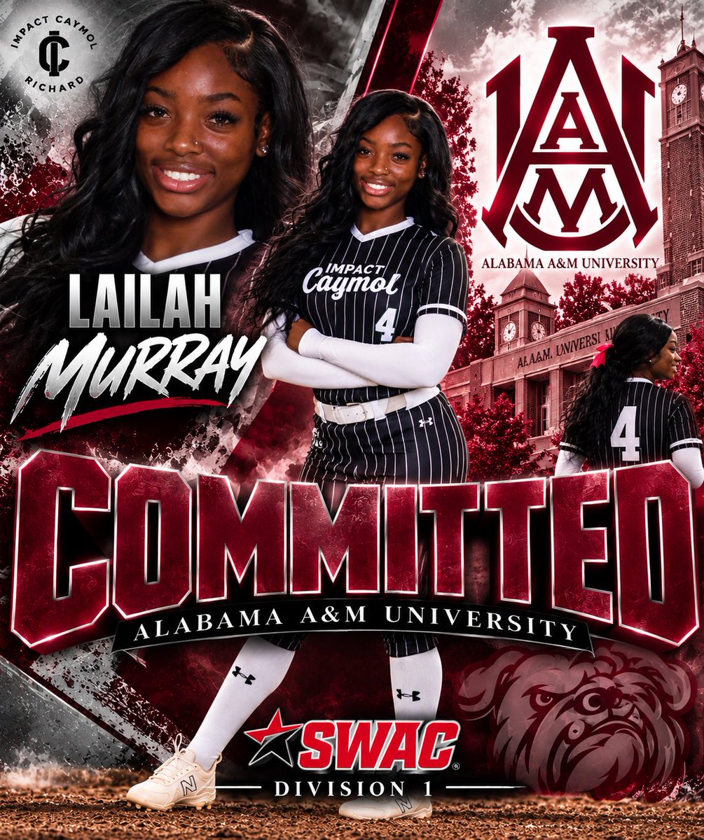LailahMurray4's tweet photo. So excited to announce I have COMMITTED to Alabama A&amp;M University!! I’m a Bulldog!!🐾🥎

@ICNTLRichard18U @aamusoftball @RufusGreen91US @AAMUATHLETICS @lakeridgesb @commit2HBCU @Gosset41 @DiamondAddicts https://t.co/KhqKVdyNt8