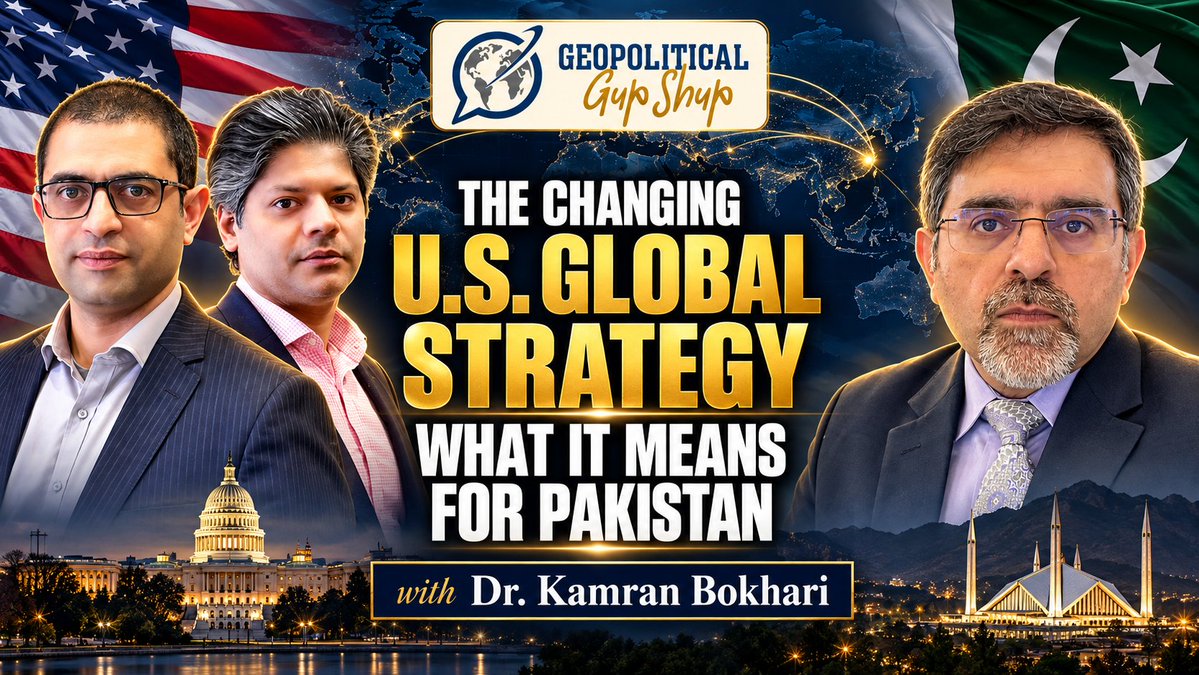 NDF_Pak's tweet photo. How is America’s global strategy changing—and what does it mean for Pakistan?

In this episode of Geopolitical GupShup, we sit down with Dr. Kamran Bokhari (@KamranBokhari), geopolitical analyst, Senior Resident Fellow at the Middle East Policy Council (@MidEastPolicy) and Senior Director at the New Lines Institute for Strategy and Policy (@NewlinesInst) in Washington, D.C.

The conversation explores shifting U.S. priorities, the evolving strategic landscape in West Asia, and Pakistan’s choices in an increasingly contested world. From regional rivalries to great-power competition, we examine how Pakistan can navigate uncertainty, strengthen its diplomatic position, and respond to emerging risks and opportunities.

Like, share, and subscribe to Geopolitical GupShup for more conversations on geopolitics, security, and international affairs.
@OtherImranKhan @khansheharyar @jumainasiddiqui  @KaleemImam 

https://t.co/G28f8AL5mG