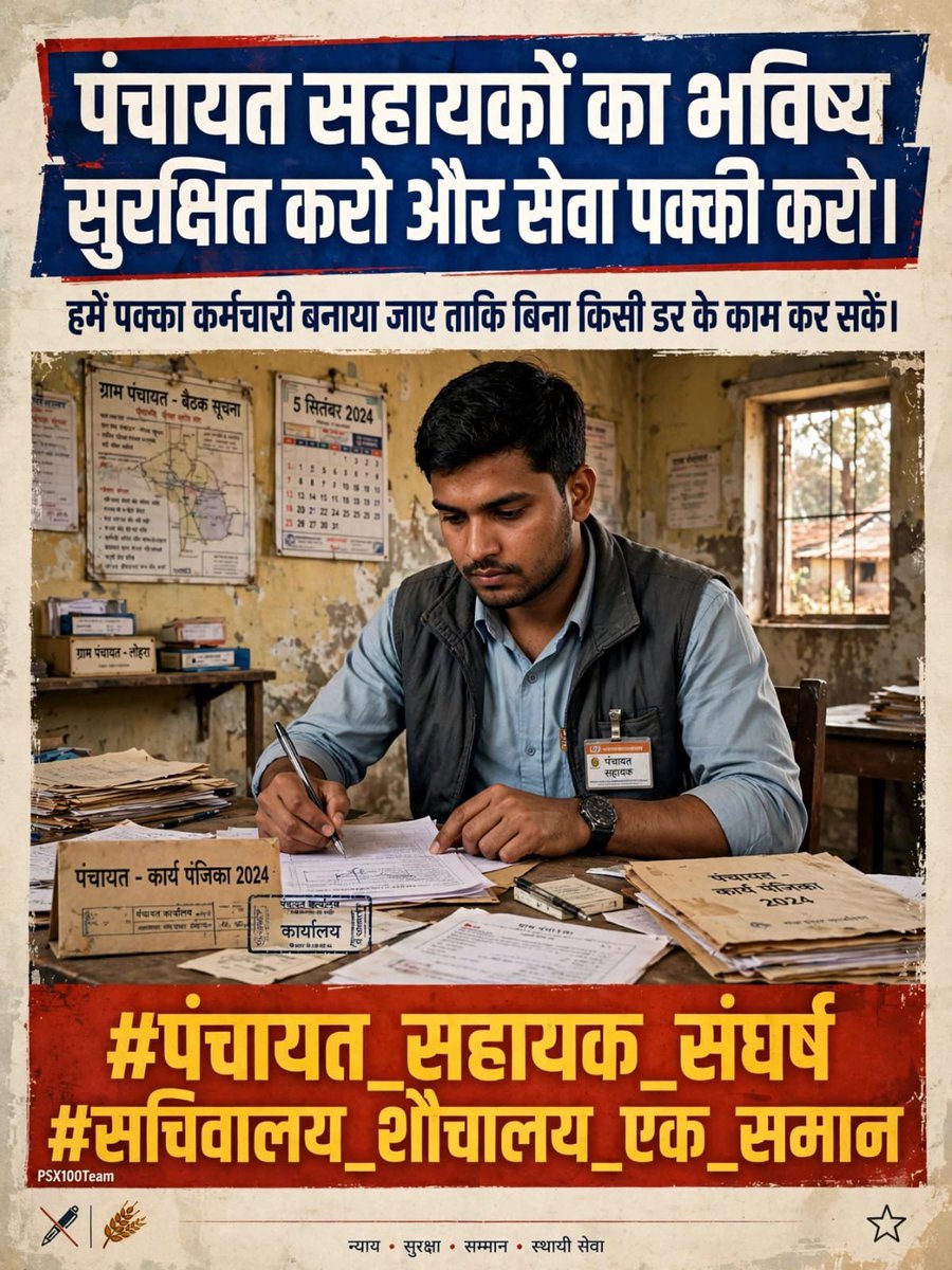 Abhishek1289pkg's tweet photo. माननीय मुख्यमंत्री जी,
गाँव में डिजिटल शासन की जिम्मेदारी जमीन पर निभाने वाला PanchayatSahayak यदि आर्थिक असुरक्षा में रहेगा, तो ग्रामीण डिजिटल व्यवस्था की स्थिरता पर भी असर पड़ेगा।
@CMOfficeUP @DirectorUPPR https://t.co/z4PkY9lQ0O