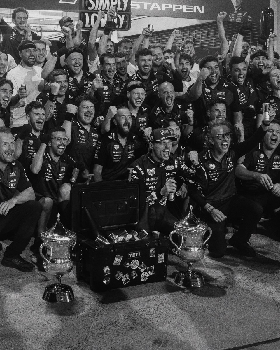 verstacpen's tweet photo. P1! Really proud of this one. It was a hectic race, but we kept it together and got the job done. Huge effort from everyone in the team! https://t.co/zsaSGOT9KF