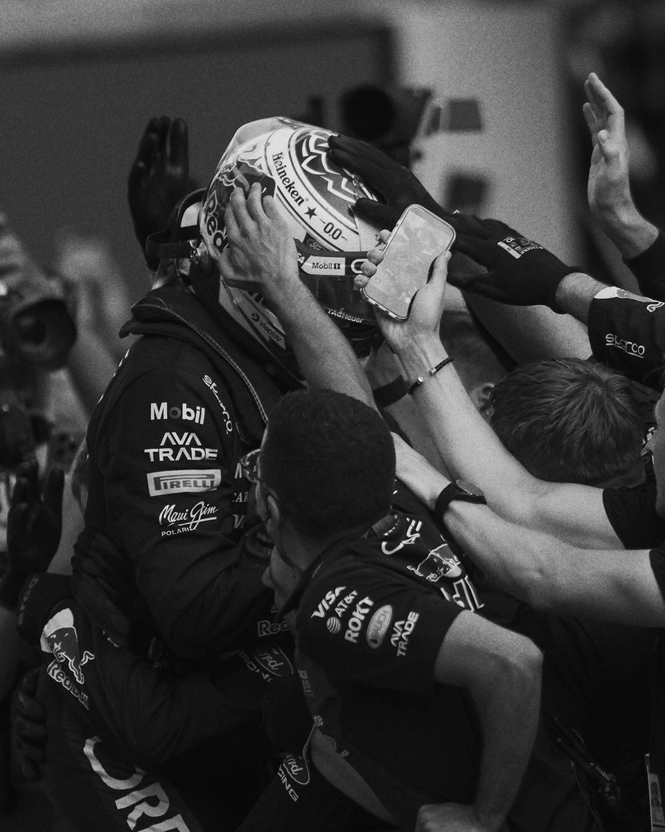 verstacpen's tweet photo. P1! Really proud of this one. It was a hectic race, but we kept it together and got the job done. Huge effort from everyone in the team! https://t.co/zsaSGOT9KF