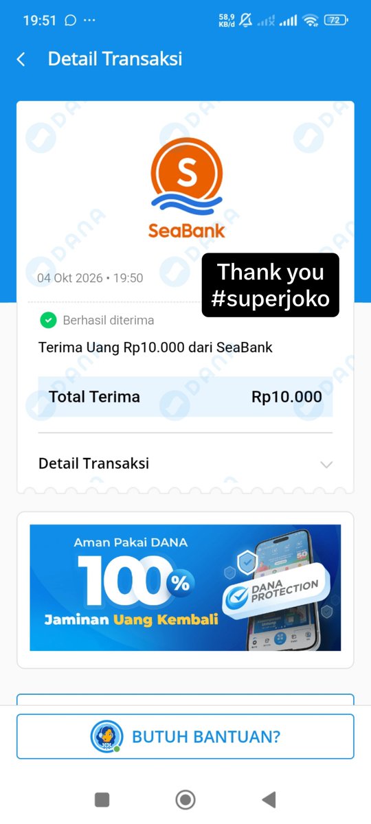 unanauyeye's tweet photo. Alhamdulillh terima kasih @superjoko_ 
Dananya sudah diterima #superjoko

Semoga lancar terus rejekinya
Dapet banyak win
Amiiin https://t.co/VcToEqXuto
