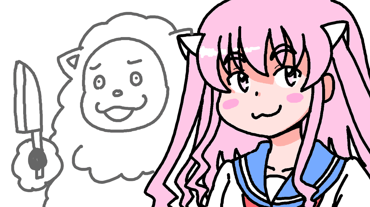 imouto0213's tweet photo. みんなが描いてくれたメリーさん
猫柳さんとトーカさんが描いてくれたよ、ありがとうございます！

元はひったんが出てくる4コママンガのボツキャラでした
凶暴なひつじ星人がが、人間に化けて入学して来たけど…アホになった挙句元に戻れないという設定 https://t.co/YJpnskz24K