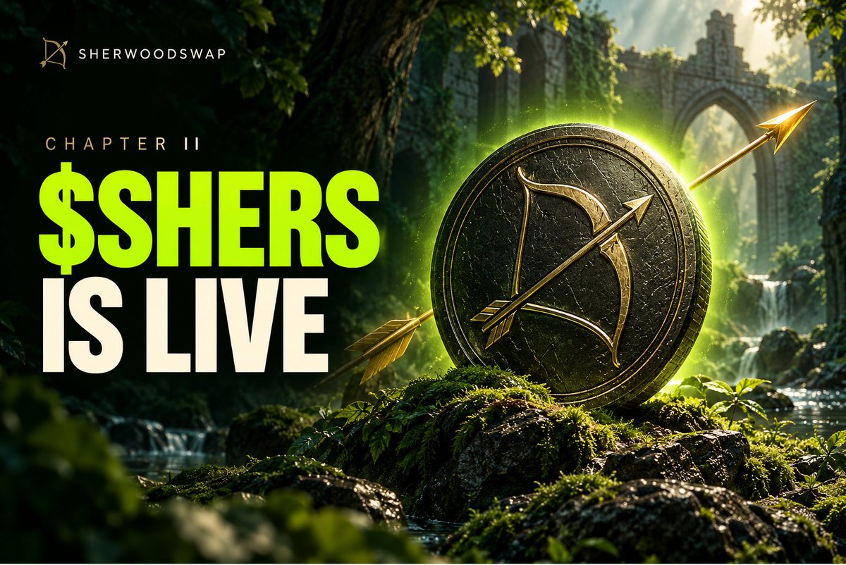 Sherwood_Swap's tweet photo. The next chapter begins now. 🏹

SherwoodSwap token is LIVE on Robinhood Chain.

Official $SHERS CA:
0xDbA1E7F52C23E668F9690A81175F3e2a4123d595

Built for the ecosystem.
Built for FREE Golden Arrows.

This is the ONLY official contract address.

Show your love RT, LIKE, Wallet👇