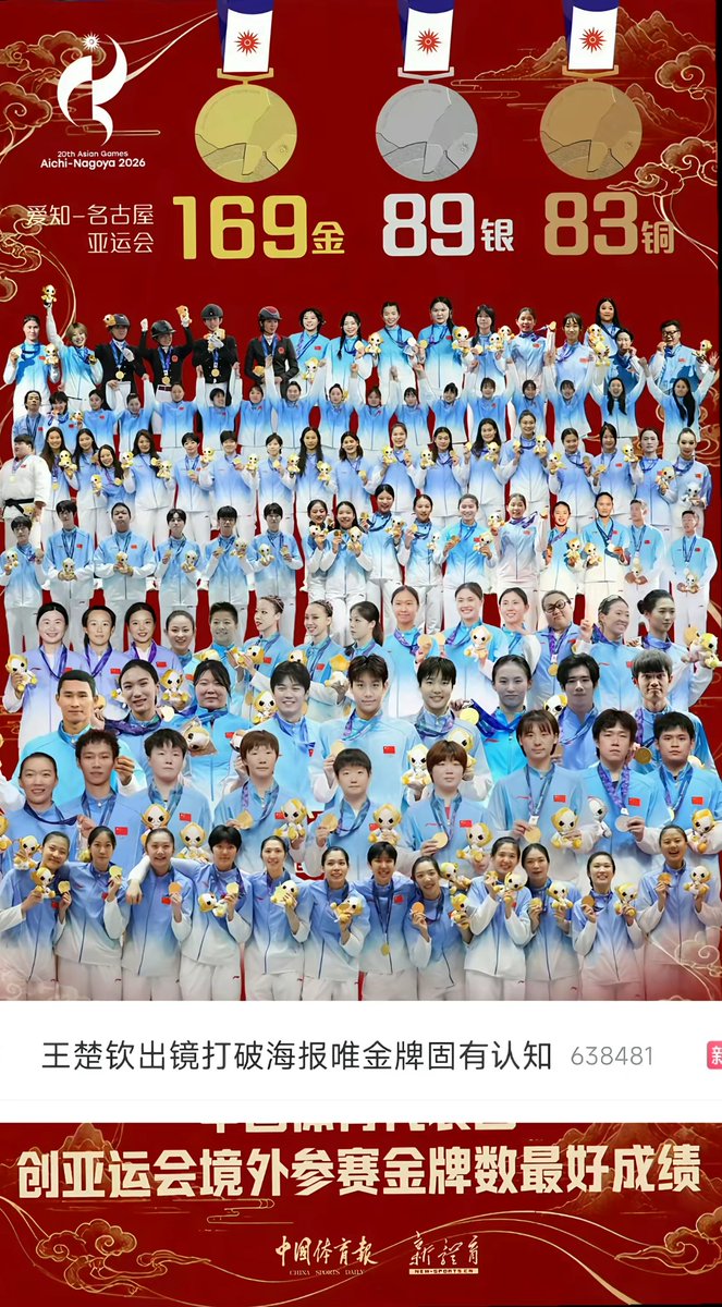 wekingwu17317's tweet photo. 这就是楚钦的影响力吗，别人都是万金丛中一点绿，这丫的是万金丛中一点银，出征亚运会前还在海报c位，赛后拿了3块银牌还能在海报中站的位置比拿了3块金牌的林诗栋更考前，有没有北京的朋友说一下楚钦背后是哪位大佬☕️ https://t.co/l0jAmYg20j