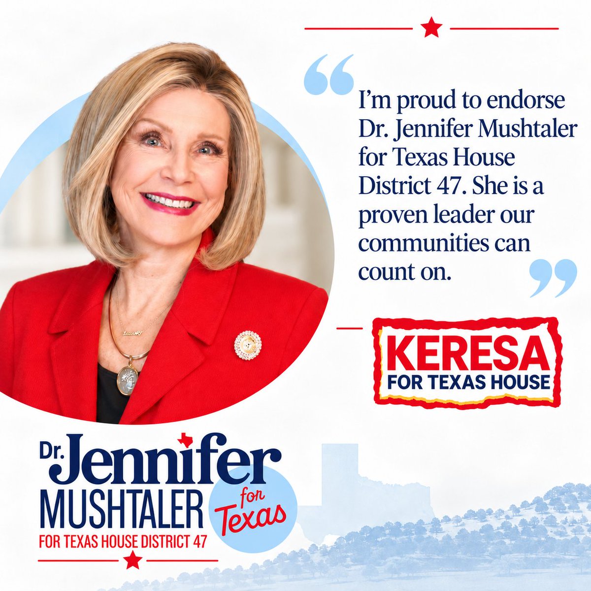 DrJenforTexas's tweet photo. Thank you @KeresaForTexas for your support! https://t.co/JQxAcH9gyg