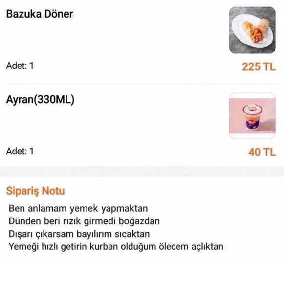 gusholderhaber's tweet photo. Yemeğin hızlı gelmesi için sipariş notuna şiir yazan bir vatandaş, dönerciden gelen yanıtı paylaştı. https://t.co/FRxtmWhe2u
