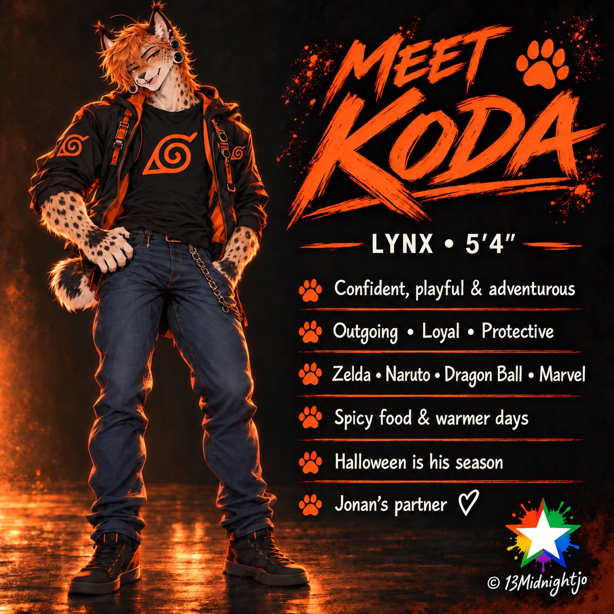 13Midnightjo's tweet photo. Meet Koda 🐾🧡🏳️‍🌈
#Fursona #AIFurryArt #Furry #MeetMyFursona #Lynx https://t.co/wxmjBzKDsQ