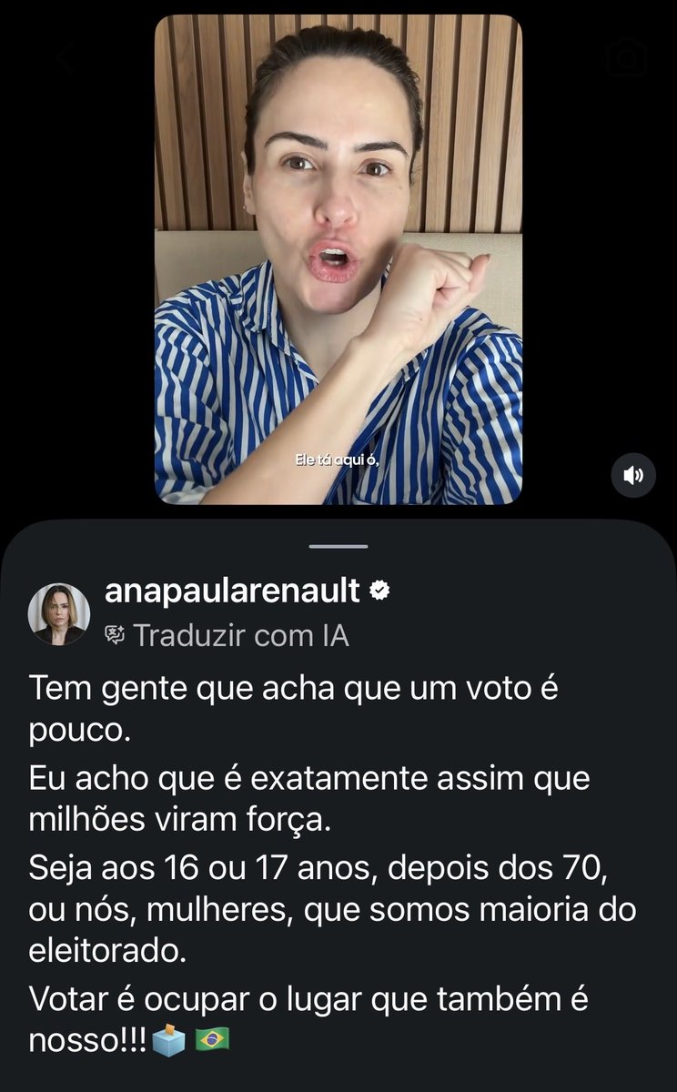 BandaAleatoria7's tweet photo. Eu gosto de reparar nos detalhes. No dia 16/09/2026, a Ana Paula Renault publicou um vídeo (que alcançou mais de 6,7 milhões de visualizações) pedindo para que jovens e idosos fossem votar. Ela estuda antes de publicar os conteúdos; tudo tem um sentido. Tudo está em consonância com esta reportagem da Folha✅