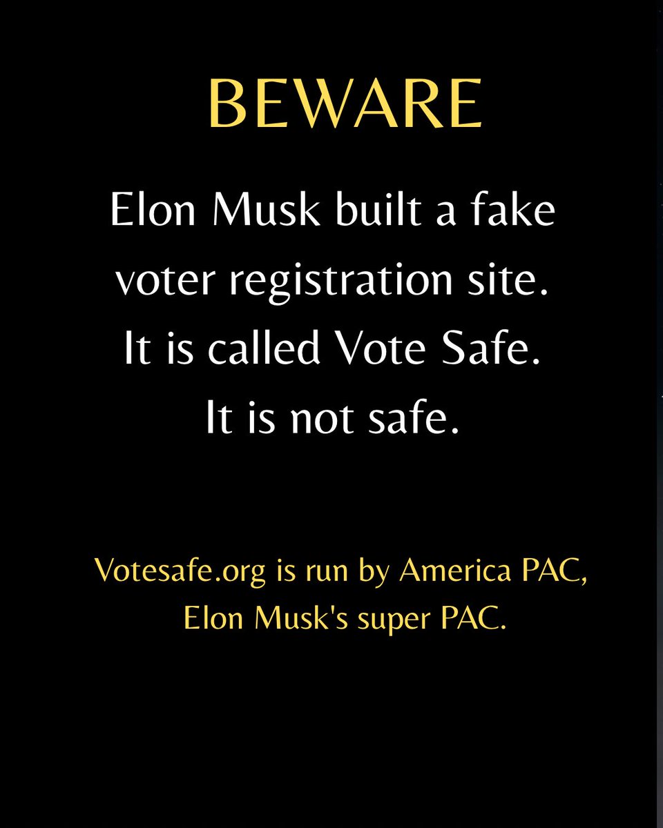 jamesfrenc38958's tweet photo. Voter registration site is run by America PAC, Elon Musk's super PAC. https://t.co/sInRIBYMVw