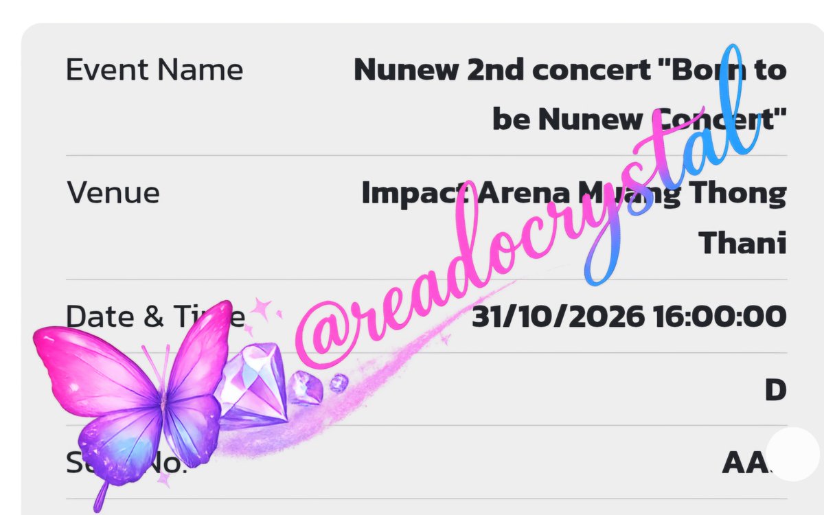 Readocrystal's tweet photo. ✨ WTS: 4500 THB ➡️ 3500 THB

🎫 2 tickets available (Day-1)
Zone D, Row AA
Zone Q, Row A

💰 Reason: get a better seat
🤝 F2F available
📌 Trusted
🎁 Includes ALL benefits

Interested? Please DM me 🙇🏻‍♀️

NUNEW CONCERT AT IMPACT
#NuNew #NuNew2ndConcert https://t.co/XdMEFImVv1