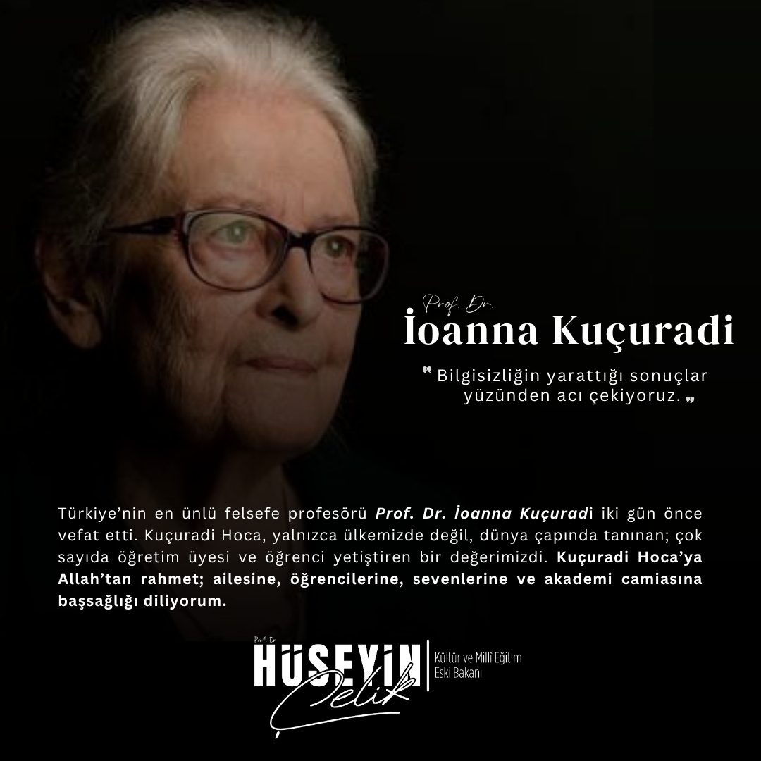 hc_huseyincelik's tweet photo. “Bilgisizliğin yarattığı sonuçlar yüzünden acı çekiyoruz.”
—  Prof. Dr. İoanna Kuçuradi

Türkiye’nin en ünlü felsefe profesörü Prof. Dr. İoanna Kuçuradi  iki gün önce vefat etti.

Kuçuradi Hoca, yalnızca ülkemizde değil, dünya çapında tanınan; çok sayıda öğretim üyesi ve öğrenci yetiştiren bir değerimizdi.

Onun Rum asıllı ve gayrimüslim olmasından yola çıkan sözüm ona bazı muhafazakârların kendisiyle ilgili sarf ettikleri sözler ve yaptıkları değerlendirmeler ayıp ve hadsizliktir.

Ecdadımız, vefat eden gayrimüslim komşularının ardından “Toprağı bol olsun” derdi. Vefat eden erkekse “müteveffa”, kadın ise “müteveffiye” diye söz ederlerdi. Gayrimüslimler için Allah’tan rahmet dileseniz de günahkâr olmazsınız. Çünkü Allah’ın rahmeti bütün kâinatı kuşatmıştır.

Onun için ben Kuçuradi Hoca’ya Allah’tan rahmet; ailesine, öğrencilerine, sevenlerine ve akademi camiasına başsağlığı diliyorum.

Bir de tarihe bakalım. Osmanlı döneminde çok sayıda Rum devlet adamı, sanatkâr ve ilim adamı istihdam edilmiştir. Aşağıda, Osmanlı Devleti’ne hizmet etmiş yüzlerce Rum devlet adamı arasından, bazı muhafazakârların “Velî Padişah” diye nitelendirdiği Sultan II. Abdülhamid’in devletin en kilit noktalarına getirdiği isimlerden birkaçını sıralıyorum.

Demek ki yüz elli yıl önce bugünkünden daha hazımlıymışız; ehliyet ve liyakate de daha çok önem veriyormuşuz.

•  Aleksandr Karatodori Paşa | Hariciye ve Nafia Nazırı, Sisam Beyi
•  Kostaki Musurus Paşa | Londra Elçisi, Meclis-i Âyan Üyesi
•  Sava Paşa | Nafia Nazırı, Şarkî Rumeli Valisi
•  Kostaki Antopulos Paşa | Londra Büyükelçisi
•  Stefanos Musurus Paşa | Londra Elçisi
•  Aleksander Mavroyeni Bey | Washington Elçisi, Sisam Beyi
•  Kostaki Karateodori Paşa | Sisam Beyi
•  Spiridon Mavroyeni Paşa | Padişahın Özel Hekimi
•  Georgios Zarifi | Banker ve saray çevresinin önemli ismi
•  Aristarki Bey | Diplomat
•  Yorgi Yorgiadis Efendi | Sisam Beyi
•  Yanko Fotiyadis Paşa | Roma Büyükelçisi