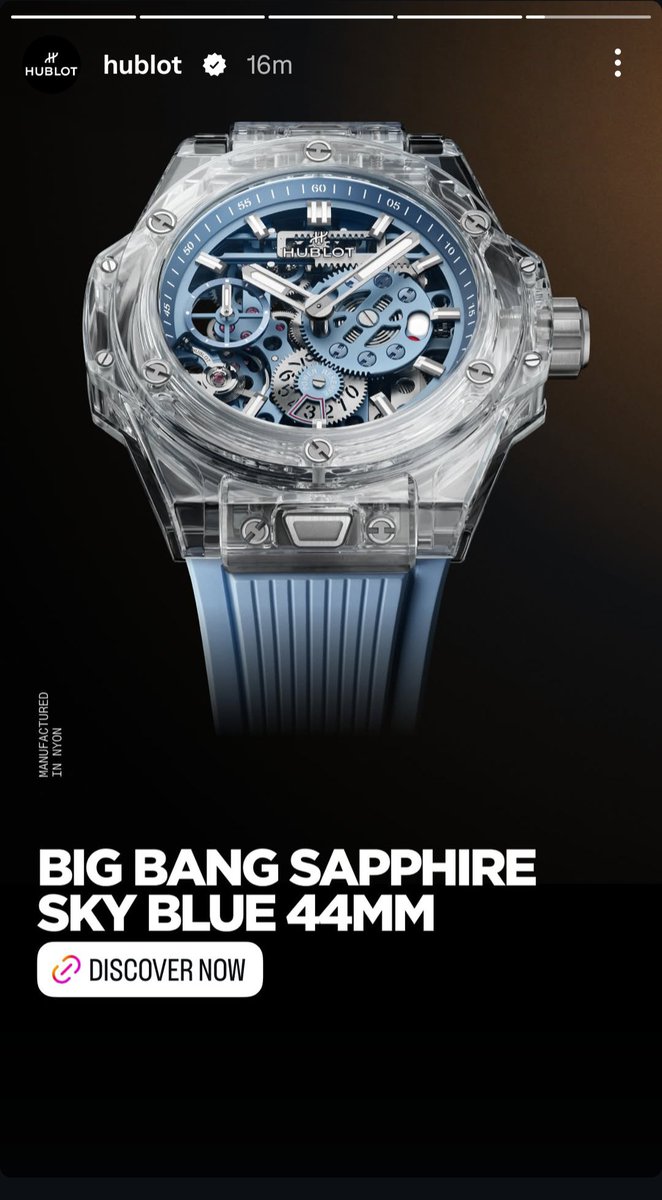 JungkookCrave_'s tweet photo. Hublot via Instagram Stories:

“Global Brand Ambassador Jungkook wears the 44 mm Big Bang Sapphire Sky Blue.” https://t.co/TuK404HRjq