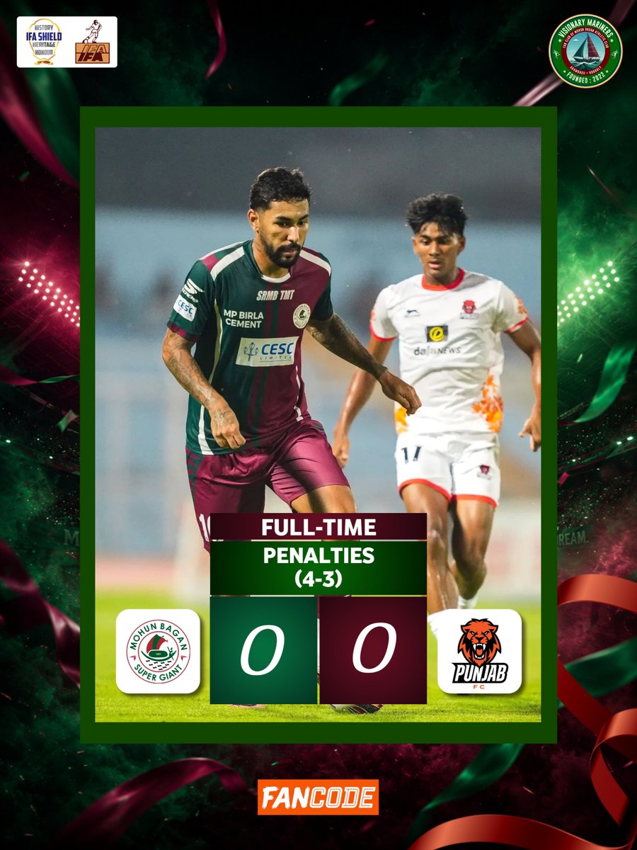 v_mariners's tweet photo. FULL-TIME!!!
Joy Mohun Bagan 💚 ❤️
.
.
.
#MohunBagan #আমরাসবুজমেরুন #mohunbagansg #visionarymariners #MBSG #IFAShield2026 https://t.co/meUE3bb8r4