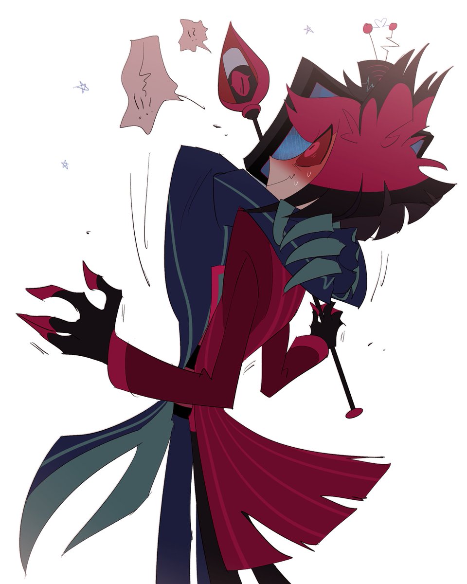 onsen_a_'s tweet photo. Alastor, at the stage where they're mutually in love, but he's still uncomfortable with physical contact from the other person. https://t.co/pNxYcu96y2