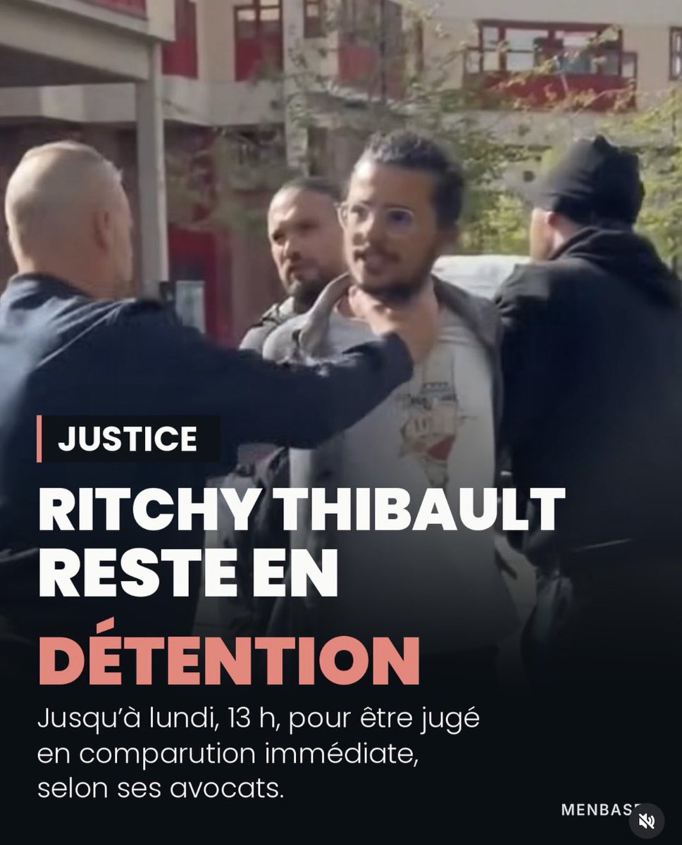 GregRN78's tweet photo. #RitchyThibault
🚨APRÈS SA GARDE À VUE, RITCHY THIBAULT AU TROU
lundi 05 octobre à 13h00.
- Appel à l’émeute
- Violences
- Outrages et rebellions
- Non respect d’une interdiction de participer à des manifestations
On verra ce que le syndicat de la magistrature dira https://t.co/JTXyg71tsV