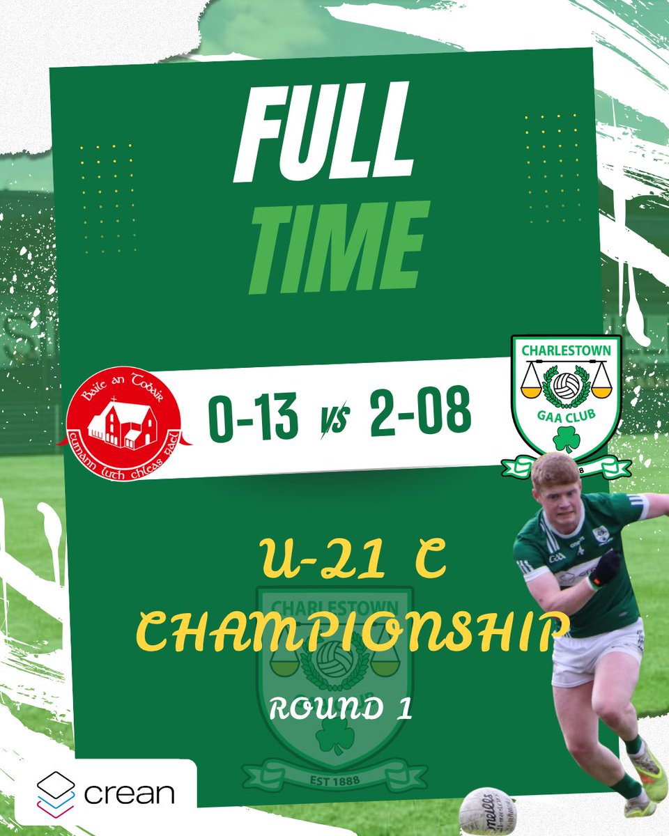 CharlestownGAA's tweet photo. Full Time from Ballintubber and it’s our lads who come away with the win in the opening round 💚🤍 https://t.co/eOXNd9aroi