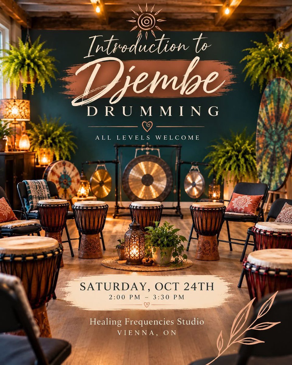 FrequencyHealr1's tweet photo. “But I’ve never played a drum…” 🥁
Perfect! Beginners are encouraged & all levels welcome. ❤️
Oct 24 | 2–3:30 PM
Healing Frequencies | Vienna, ON
$25
Come curious. Let’s make some noise together!
https://t.co/54HQ0UMutu
#Djembe #DrumCircle https://t.co/KY9jBkZeTv