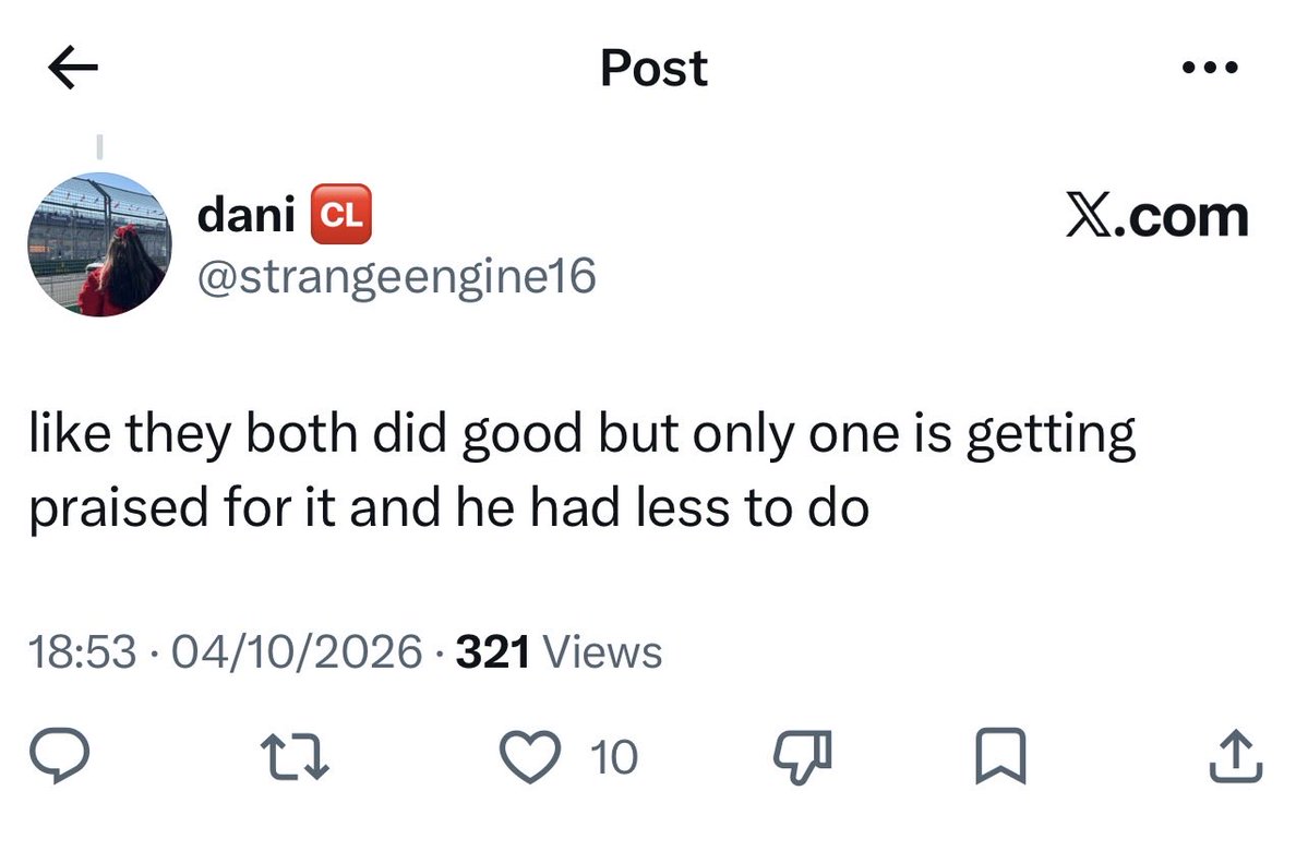 FER44Rl's tweet photo. Lewis Hamilton was on soft tyres same as Charles Leclerc. He controlled the situation and managed not to crash into anyone or put himself in a vulnerable position. He was down in P18, a whole minute behind everyone else. Charles Leclerc had pitted overtook him.

Lewis Hamilton gambled and stayed out and for 32 laps on soft tyres making overtake after overtake until he reached P5. He was then pitted for used mediums. He maintained the distance and was pitted again for softs, where he overtook Isack Hadjar for P3.

People are “glazing” Lewis Hamilton because he gambled, took the risk, managed tyres, controlled the car and gained where he could to get advantage throughout the race.

If you’re mad about it maybe your driver should have done something incredible during the race.