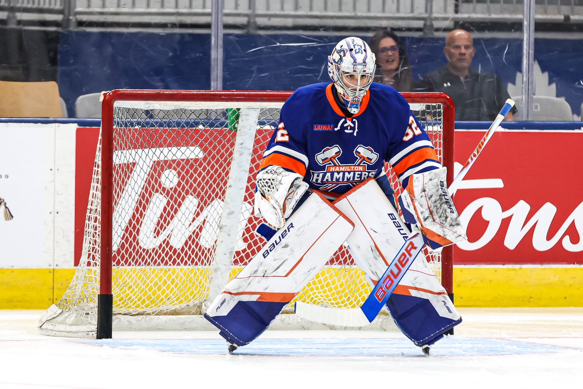KennyKaminsky's tweet photo. #Isles #HammerTime 
Hamilton Head Coach Jay McKee on his confidence in Josh Kotai after a tough start:

“I'm proud of Josh. It's a tough game for him to go into. Number one, any time a team raises a banner from the season prior, they're going to have a lot of juice behind them, a lot of excitement early on. We didn't help him enough in the first period. I'm not a fan of pulling goalies. I wanted to see if he could dig in and stick with it, and he did. That's a credit to him. I'm glad that he stayed in and played as well as he did.”

@TheElmonters