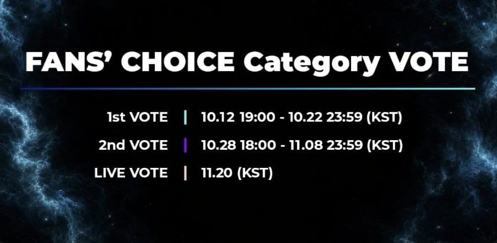 MoaLT304's tweet photo. MOA, ya se ha anunciado cuándo inicia la votación para la categoría MAMA FANS' CHOICE (2026), vayan preparando sus cuentas para la votación!🗣️

Periodo de votación:
• Ronda 1: 12 de octubre - 22 de octubre 
• Ronda 2:  28 de octubre - 08 de noviembre https://t.co/fMxugwgP4M