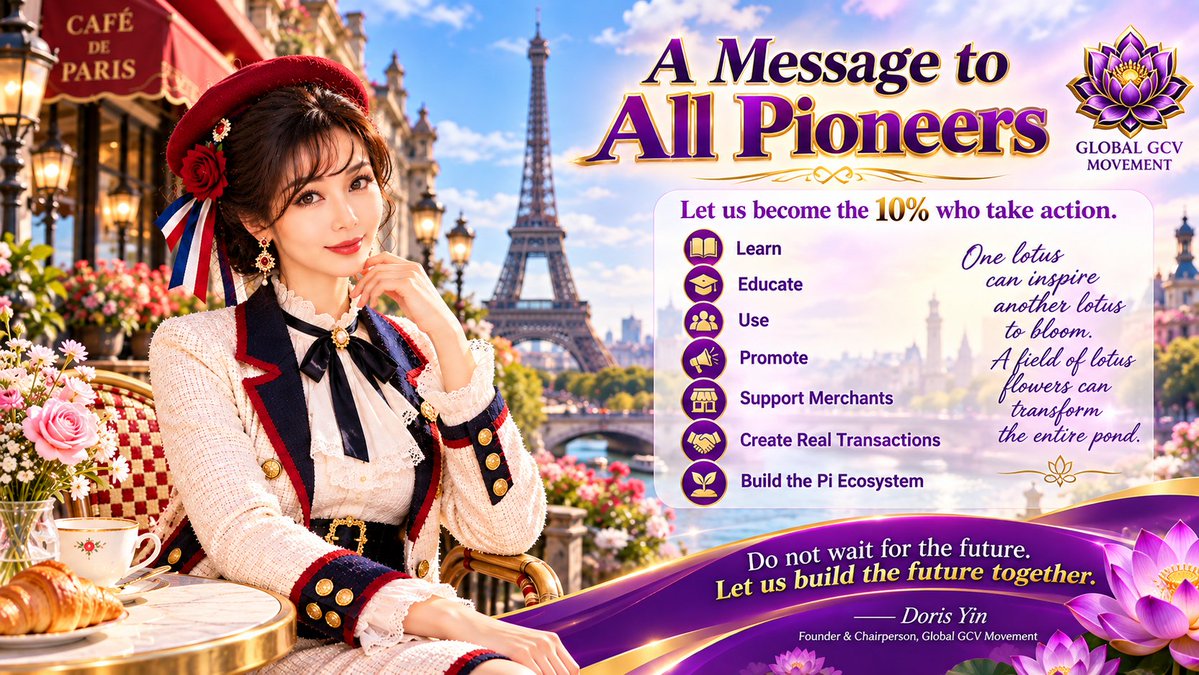 dorisyincpa's tweet photo. 🪷 A Message to All Pioneers

Today, most Pioneers are not unable to take action. The problem is that their mindset has not yet changed.

You cannot force people to accept your ideas.
You cannot push their heads down and make them act.

The harder you try to force them, the more they may resist, because they believe they are right.

Why?

Because they have not truly believed in us yet, and they are not yet willing to come back, listen, and learn.

So, I have set a goal for myself:

Through different forms and methods of education, I want to find the right language that different people can understand and accept.

I want to talk about the issues they truly care about.
I want to talk about the pain points they are actually facing.

We cannot force people.

Forcing them does not work.

We must help them become willing to listen, willing to learn, willing to think, and finally willing to make their own choices.

That is why I must use every possible method and approach to educate different people.

Because everyone thinks differently.
Everyone cares about different things.
And everyone responds to different ways of communication.

There is a saying in Buddhism:

“The Buddha cannot guide those who have no affinity.”

For people who have no connection with the message, no matter how much you explain, they may still refuse to listen.

If someone is not ready to understand, even if you explain the truth again and again, they may still not understand.

So, we do not force everyone.

But we always believe:

Even in the mud, there will always be lotus flowers that rise above the mud and bloom unstained.

And I believe you are those lotus flowers.

You are not only protecting yourselves.

More importantly,

you are helping more lotus flowers bloom.

---

🌍 How Many Pioneers Do We Need to Take Action?

I have been thinking about this question for a long time.

If 20% of Pioneers around the world truly become active and seriously participate in building, educating, using, and promoting Pi, I believe the Pi ecosystem could change very quickly.

If we could reach 50%, the development of the entire economic ecosystem could be extraordinary, and we could potentially see tremendous changes within months.

But we also need to be realistic.

We cannot assume that 50% of Pioneers will immediately take action.

So, we don't need to aim for 50% first.

Let's aim for 10%.

There are approximately 70 million Pioneers.

10% means about 7 million Pioneers.

If 7 million Pioneers truly take action:

Learn.
Educate.
Use.
Promote.
Support merchants.
Create real transactions.
Build the Pi ecosystem.

Then I believe:

We would already be very close to real success.

I even believe that if we can build such a strong core of active participants, the next year could become a very important window for the development of Pi.

So, our goal right now is not to change all 70 million Pioneers.

We first need to find the 10%.

Find the people who are willing to believe.

Find the people who are willing to learn.

Find the people who are willing to act.

Find the people who are willing to build the future.

Then let these people influence more people.

One lotus can inspire another lotus to bloom.
A field of lotus flowers can transform the entire pond.

This is why I continue to focus on education.

Not to force people to believe,
but to help them find a reason to believe.

Change one person's mindset,
and you may change that person's future.

Change the actions of 7 million people,

and we may change the future of an entire economic ecosystem.

🪷 Let us become the 10% who take action.

Do not wait for the future.
Let us build the future together.

—— Doris Yin
Founder & Chairperson, Global GCV Movement
