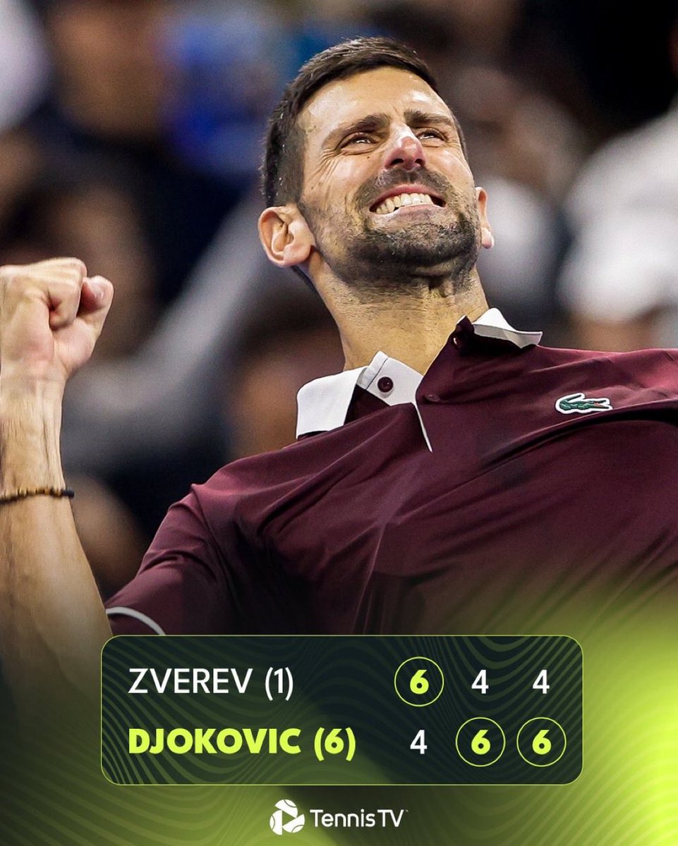 hernanqo's tweet photo. Dejen de discutirlo. Dejen de querer retirarlo.
@DjokerNole 39 años, elimina a @AlexZverev , n.º 2 mundial y doble ganador de GS esta temporada

32-0 en Pekín, primer jugador de la era Open en ganar sus 32 primeros partidos en un torneo. 🐐

El mejor jugador de todos los tiempos https://t.co/oqhJIrhnOa