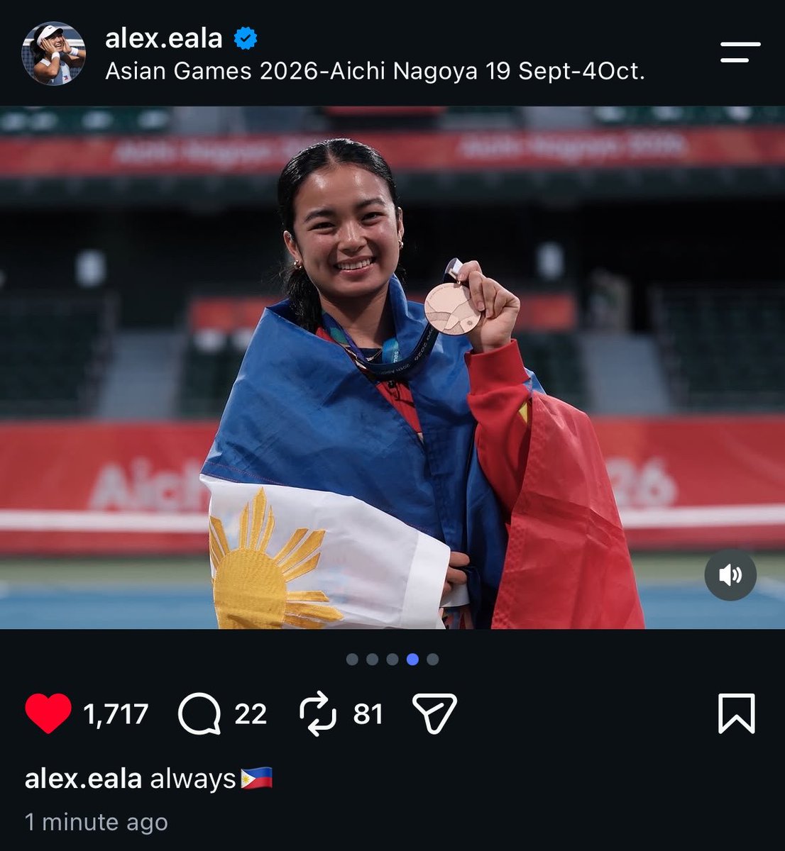 keiIuchi's tweet photo. thank you alex eala for always choosing to raise our flag. mabuhay ka! 🙌💙🇵🇭 https://t.co/uuGBfVez0M