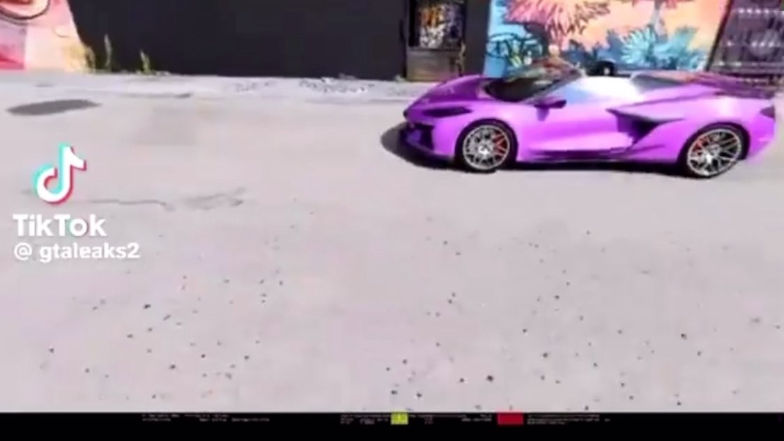 gta6side's tweet photo. Extended look at Purple Corvette in GTA6 at Wynwood Miami Plaza. The details are in INSANE. #gta6 #gta #gtavi #gta6leak https://t.co/EbfIhwqkww