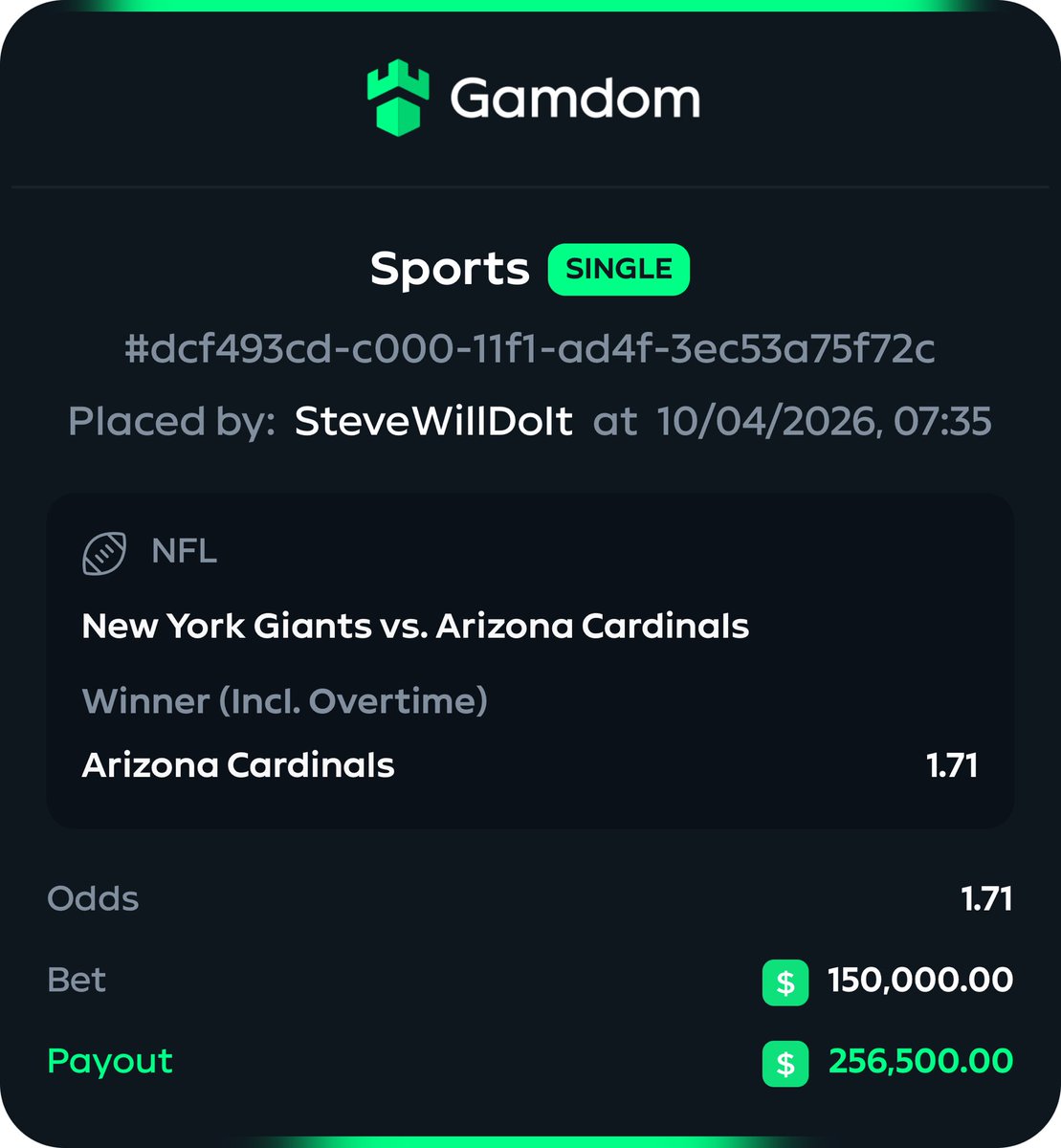 stevewilldoit's tweet photo. $550,000 ON NFL TODAY 😭🏈

If I sweep these tickets… $1,584,500 payout.

Chiefs. Lions. Ravens. Bears. 49ers.
Cardinals + Jaguars are my dogs.

$1M+ PROFIT ON THE LINE.

I’m fucking NUKING Sunday 😂

COMMENT YOUR @gamdom USERNAME BELOW. IF I SWEEP… I’M SHOWING LOVE 👀💰 https://t.co/tlPZUpxxhF