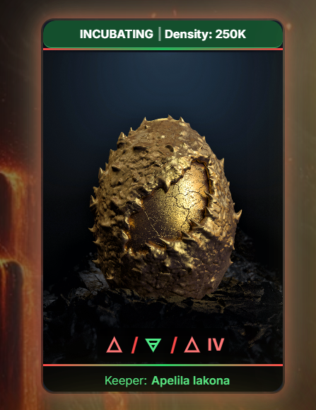 drakariaworld's tweet photo. 🔥 SOLD OUT IN 4 DAYS 🔥

FIRE Season · Age IV is gone.

500 eggs at $51 each. Zero left. 
Opened Sept 30. SOLD OUT by Oct 4.

That is 2 seasons SOLD OUT back to back.

Air cleared. 
Fire cleared. 
NFT szn is warming up.

And the Golden Egg has been chosen.
Not by us. By the chains.

🥚 #7202 
👑 Apelila Iakona 
🔥 House FIRE 
🌍 Magic EARTH 
⚔️ Scout Spawned FIRE · Age IV
https://t.co/AOqwhDZke5

No rerolls. No replacements. Deterministic. Final.

Tomorrow the last payout drops.

5 Gateway Keys. 
Plus the hidden rewards. 👀

Only Keepers who spawned this season are in.

Next spawn opens in 23 days 20 hours. 
The forge is cold until then.

VV 
VICIMVS VINCEMVSQVE 👑