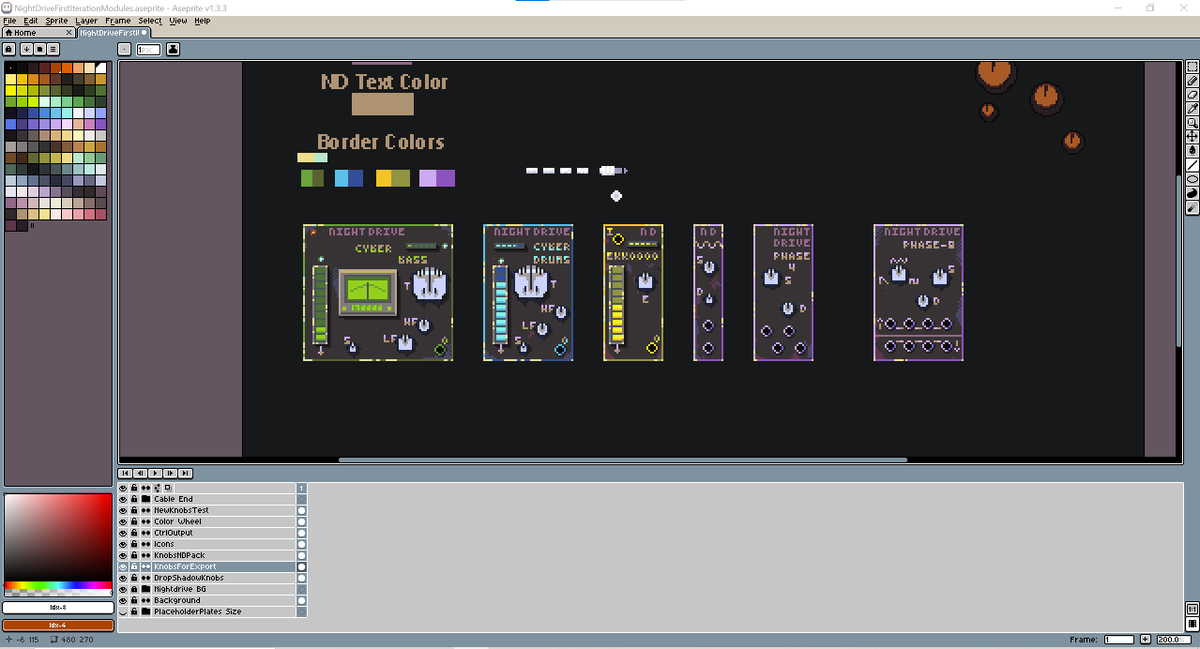 HungryDogStudio's tweet photo. Working on the final art for the NightDrive family of sound modules in my game.. Pixel art should be called Pixelhard... :V 

Check out the free browser demo here! If you wanna make some music!
https://t.co/vq8mKxQyZB

#Indiegame #gamedev #pixelartㅤ https://t.co/kbSbc0YLQg