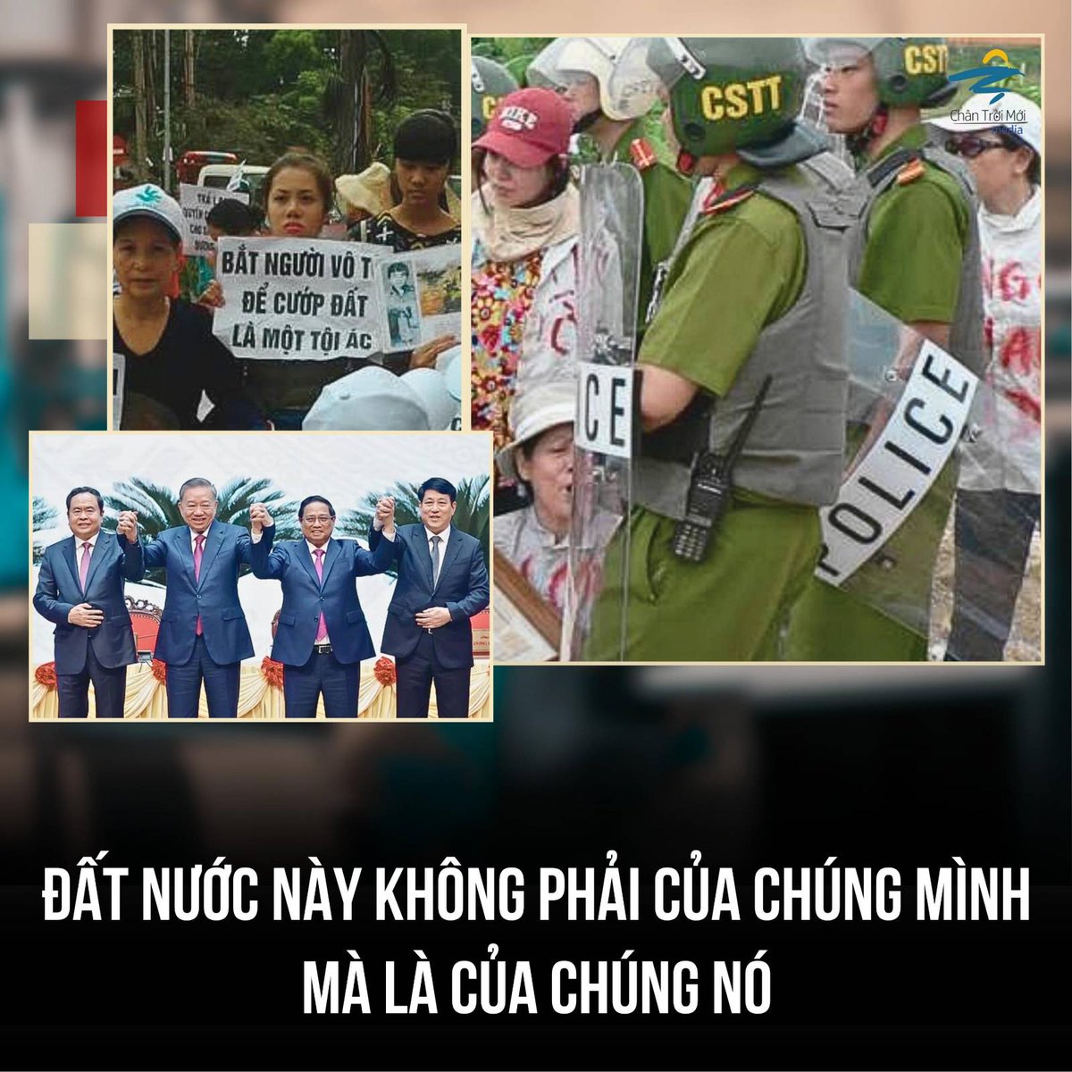 chantmmedia's tweet photo. ĐẤT NƯỚC NÀY LÀ CỦA HỌ, KHÔNG PHẢI CỦA CHÚNG MÌNH

Thuở nhỏ, sống dưới mái trường xhcn hẳn ai cũng đã từng nghe bài hát với giai điệu "trái đất này là của chúng mình, quả bóng xanh bay giữa trời xanh ...", rồi lớn lên tôi mới biết trái đất là của chúng mình nhưng đất nước thì không.

Chế độ cộng sản đã biến đất nước thành sân chơi riêng của một nhóm lợi ích. Nhân danh sở hữu toàn dân, họ âm thầm chuyển đất công thành tài sản tư nhân, không đấu giá, không công khai, không để dân biết, dân bàn. Cảng Ba Son một di sản 300 năm của Sài Gòn bị xóa sổ, thay bằng biệt thự trăm tỷ. Bờ sông, bờ biển từ Bắc chí Nam bị xẻ nát thành dự án nghỉ dưỡng của các đại gia. Dân mất đường ra biển, mất công viên, mất không gian thở. Tài nguyên quốc gia bị rút ruột, dân bị tước đoạt quyền lợi căn bản.

Đây không chỉ là tham lam. Đây là sự tàn ác có hệ thống. Luật Đất đai trở thành công cụ hợp pháp để chính quyền cấu kết doanh nghiệp thâu tóm. Quan chức giàu lên nhờ chia chác công sản, trong khi người dân bị đuổi khỏi đất ông bà, bị dồn vào góc tối của đô thị bê tông hóa. Nhân quyền bị đạp đổ và không được giám sát, không được phản biện, không được hưởng thụ những gì lẽ ra thuộc về mình. Báo chí im lặng, lò chỉ đốt vài cành củi, còn gốc rễ tham nhũng địa ốc vẫn nguyên vẹn.

Gần nửa thế kỷ thống nhất, người dân vẫn nghe luận điệu thời kỳ quá độ, hậu quả chiến tranh. Trong khi các nước láng giềng giữ được công viên, bờ biển cho dân, thì ở đây mọi thứ chỉ dành cho kẻ có tiền và kẻ cầm quyền. Một ngày nào đó, núi, sông, biển quê hương sẽ không còn là của chung. Chúng sẽ thuộc về vài tập đoàn và những ông bạn vàng phương Bắc đang chờ cơ hội.

Đất nước này không phải của nhân dân. Nó đang bị chiếm đoạt bởi một chế độ độc tài tham lam, tàn ác, sẵn sàng hy sinh cả tương lai dân tộc để thỏa mãn túi tiền và quyền lực.

#nhomloiich #sohuutoandan #bietthu #doctai #chantroimoi