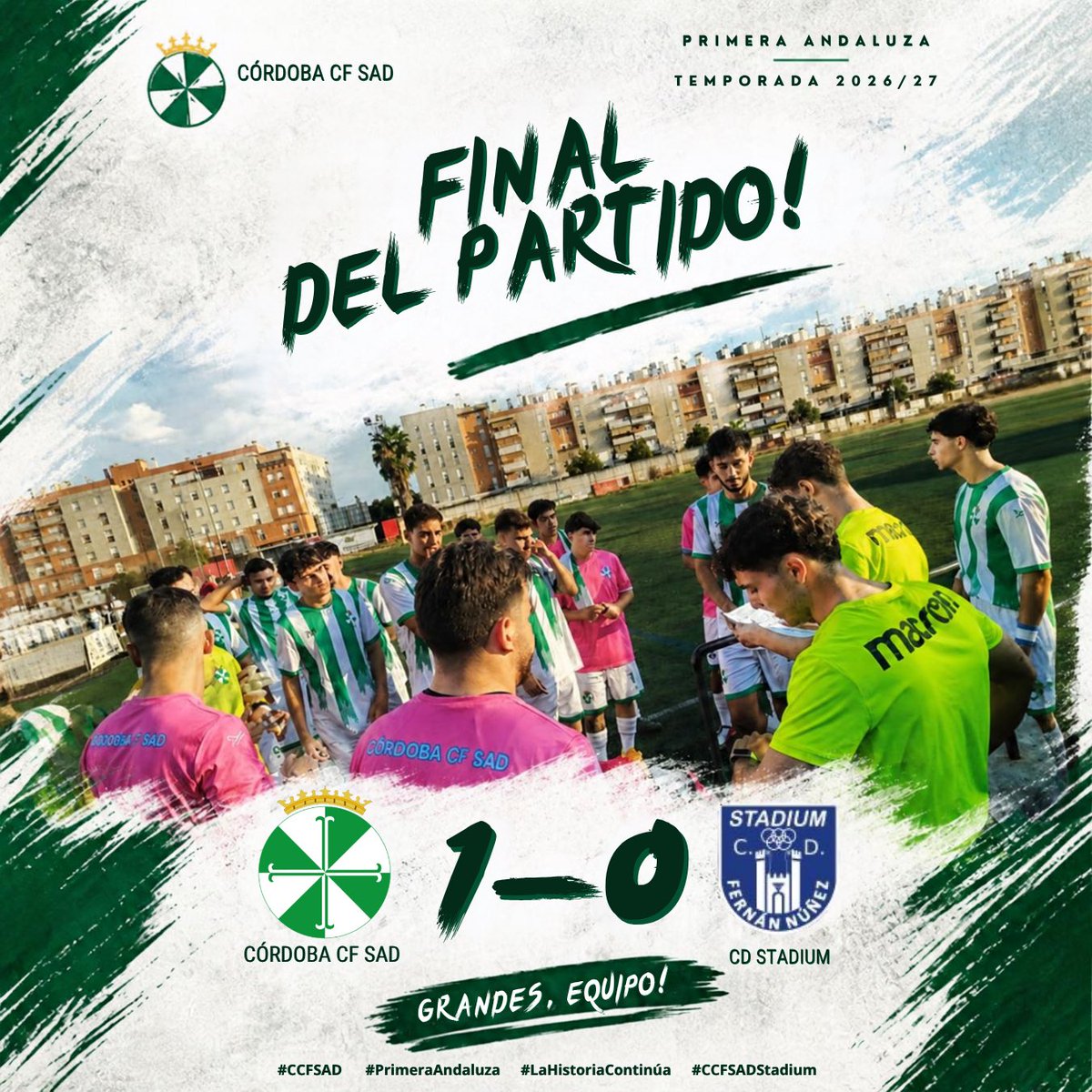 cordoba_cfsad's tweet photo. 🟢 ¡FINAL EN EL PUGA!
¡VICTORIA! 💚🤍🔥
El Córdoba CF SAD se lleva los tres puntos ante el CD Stadium gracias al tanto de KEVIN en el minuto 55.
⚽ KEVIN (55’)
CÓRDOBA CF SAD 1-0 @CDStadium
Trabajo, esfuerzo y recompensa.
¡GRANDES, EQUIPO! 👏💚🤍
#CCFSAD #PrimeraAndaluza https://t.co/bJfRXRuapd