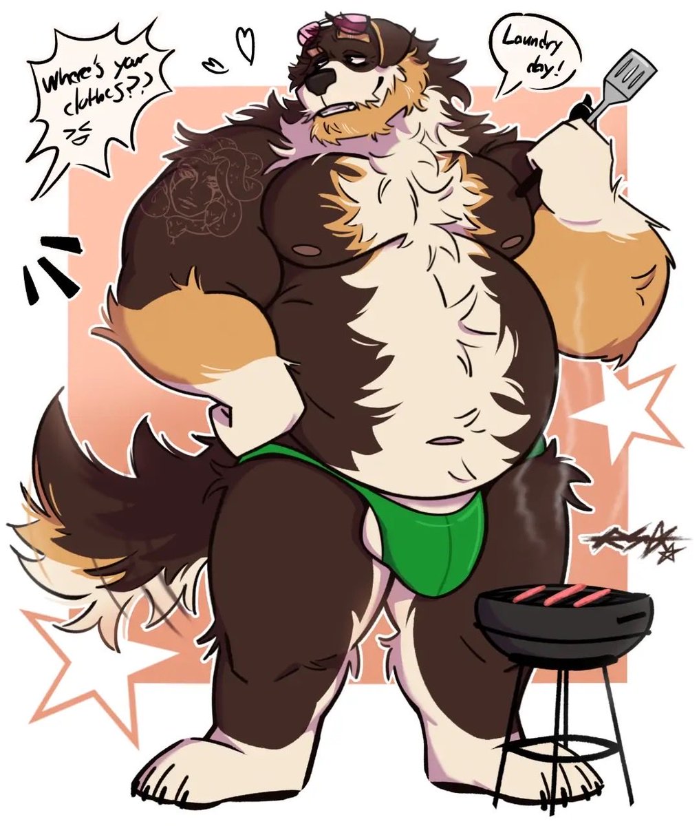 EddieTheBigDog's tweet photo. Here’s my Dilfy dog Eddie!
Dumbass forgot his clothes..but damn what a view..

Art made by @rocksomnia28  go check them out!!! https://t.co/Gv2ZNdxT8J