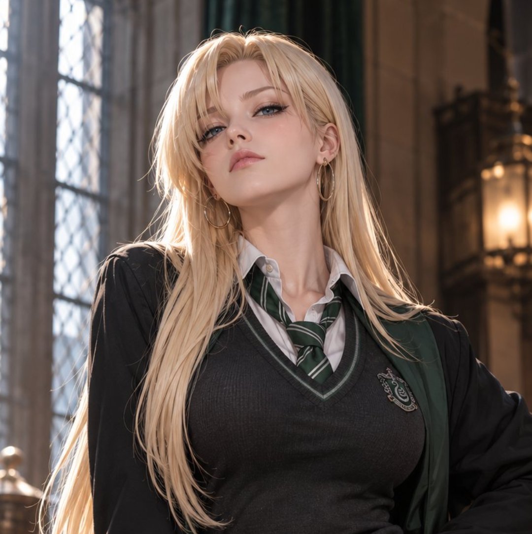 Blazeon_TV's tweet photo. Dracaena Malfoid in one week united Artists &amp; AI generators over one goal only:

Sharing mutual love for a fanmade character that everyone likes and wishes was part of the Universe of HP.

I wanna take a step back and just say that this is what the Internet was made for. 💚💚💚 https://t.co/tWk2Nj5ArB