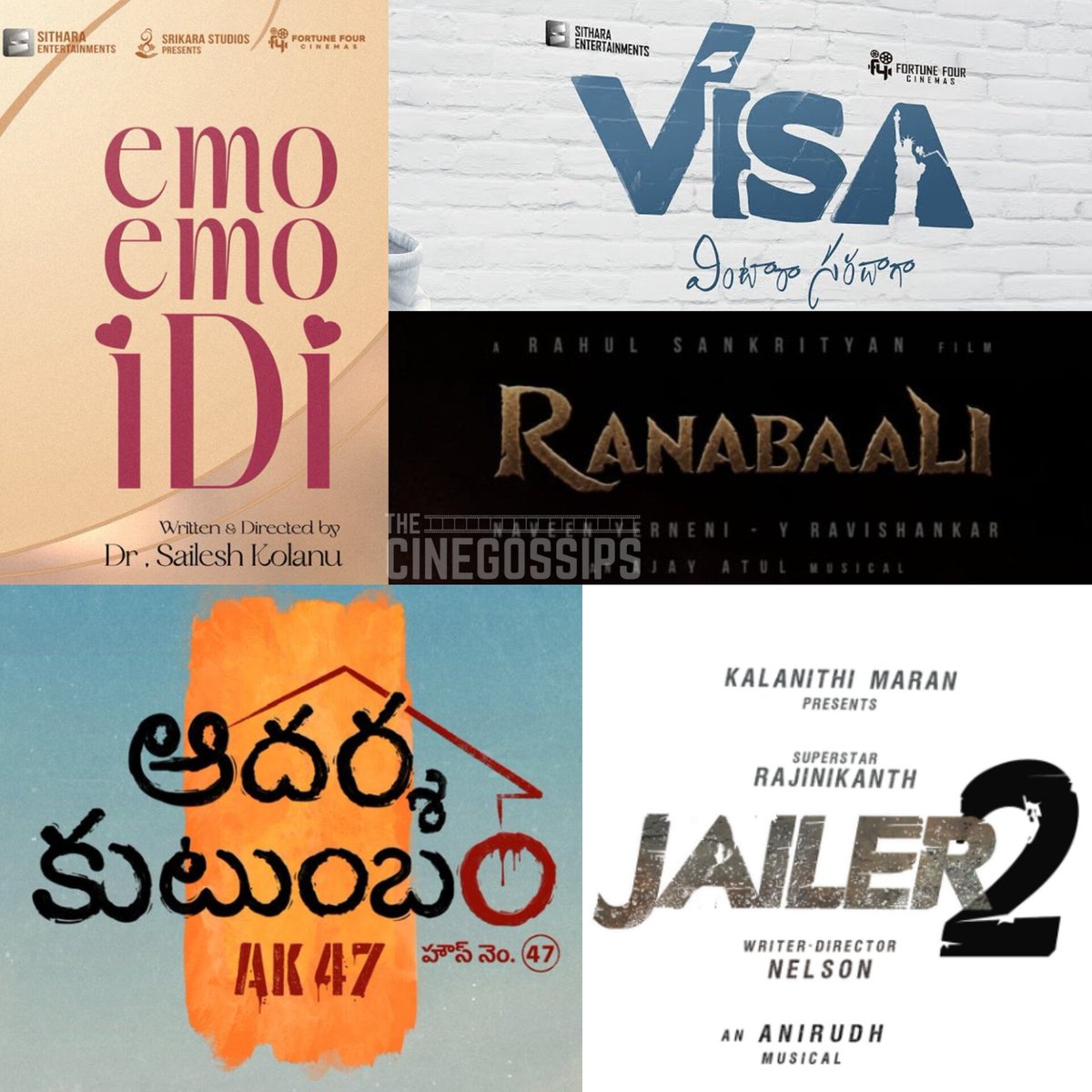 TheCineGossips's tweet photo. #NagaVamsi Products - Date Puzzle!
📅 #AK47 — Oct 2 → Oct 9 → ???
📅 #Jailer2 — Oct 15
📅 #Visa — Oct 17
📅 #EmoEmoIdi — Oct 30
The THEATRICAL calendar is getting TIGHTER, especially with #NagaVamsi’s films releasing through #Mythri’s distribution network, while MYTHRI is directly releasing #Ranabaali too on Oct 16.