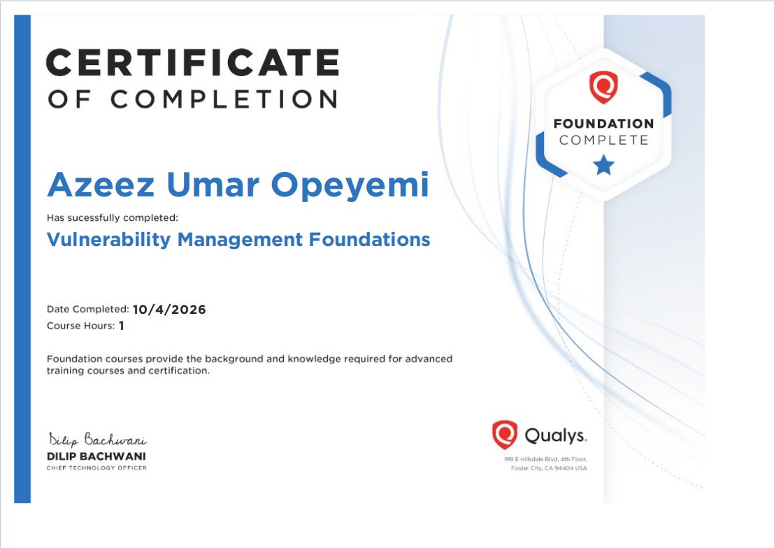 uoazeez's tweet photo. Officially @qualys  Certified! 🎓🛡️ Just wrapped up the Vulnerability Management Foundations track. Currently applying these frameworks in my virtual home lab scanning Kali and Metasploitable2. Next stop: Qualys VMDR! 🚀 #Cybersecurity #Infosec #Qualys https://t.co/SksD24YNx6