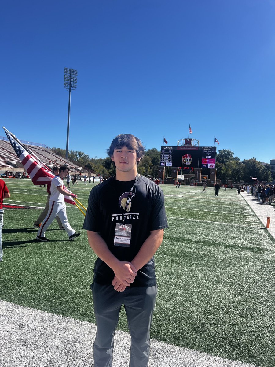 TysonSenseney's tweet photo. Had a great time over in Oxford at @MiamiOHFootball. Thank you @Martin_Miami_HC @drew15martin @CoachZeek_  @CoachZaneRies for a fun and welcoming experience. @JHMerrittJr @CoachPoe1914 @PrepRedzoneMO @JPRockMO @6starfootballMO @STLhssports https://t.co/NaryJrLACl