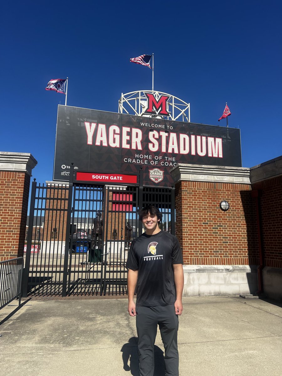 TysonSenseney's tweet photo. Had a great time over in Oxford at @MiamiOHFootball. Thank you @Martin_Miami_HC @drew15martin @CoachZeek_  @CoachZaneRies for a fun and welcoming experience. @JHMerrittJr @CoachPoe1914 @PrepRedzoneMO @JPRockMO @6starfootballMO @STLhssports https://t.co/NaryJrLACl