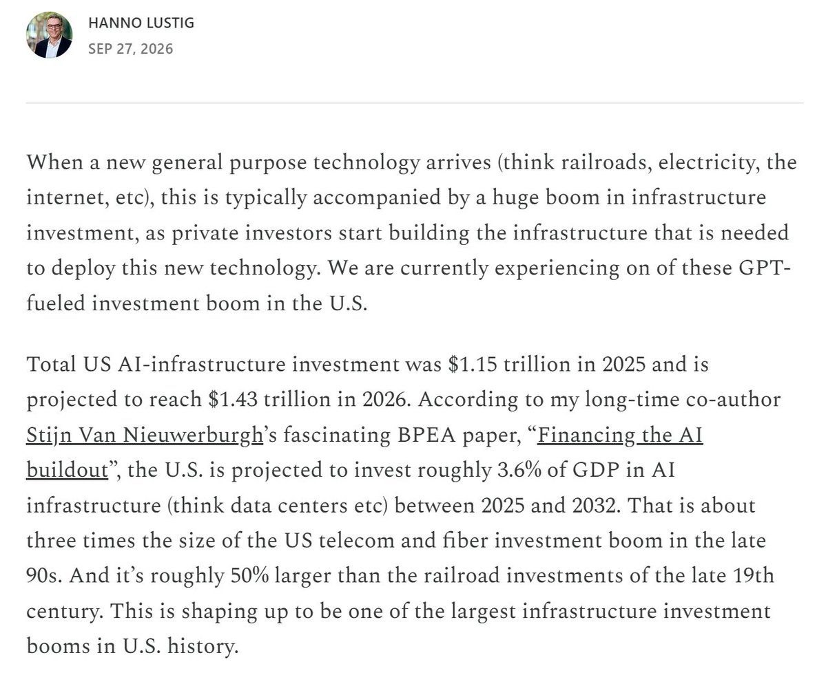 captgouda24's tweet photo. Some numbers for our present AI boom. Under generous assumptions, AI companies would need to have revenues equal to about 10% of GDP by 2032 to break even. The future looks really weird! https://t.co/hXSfd51B34