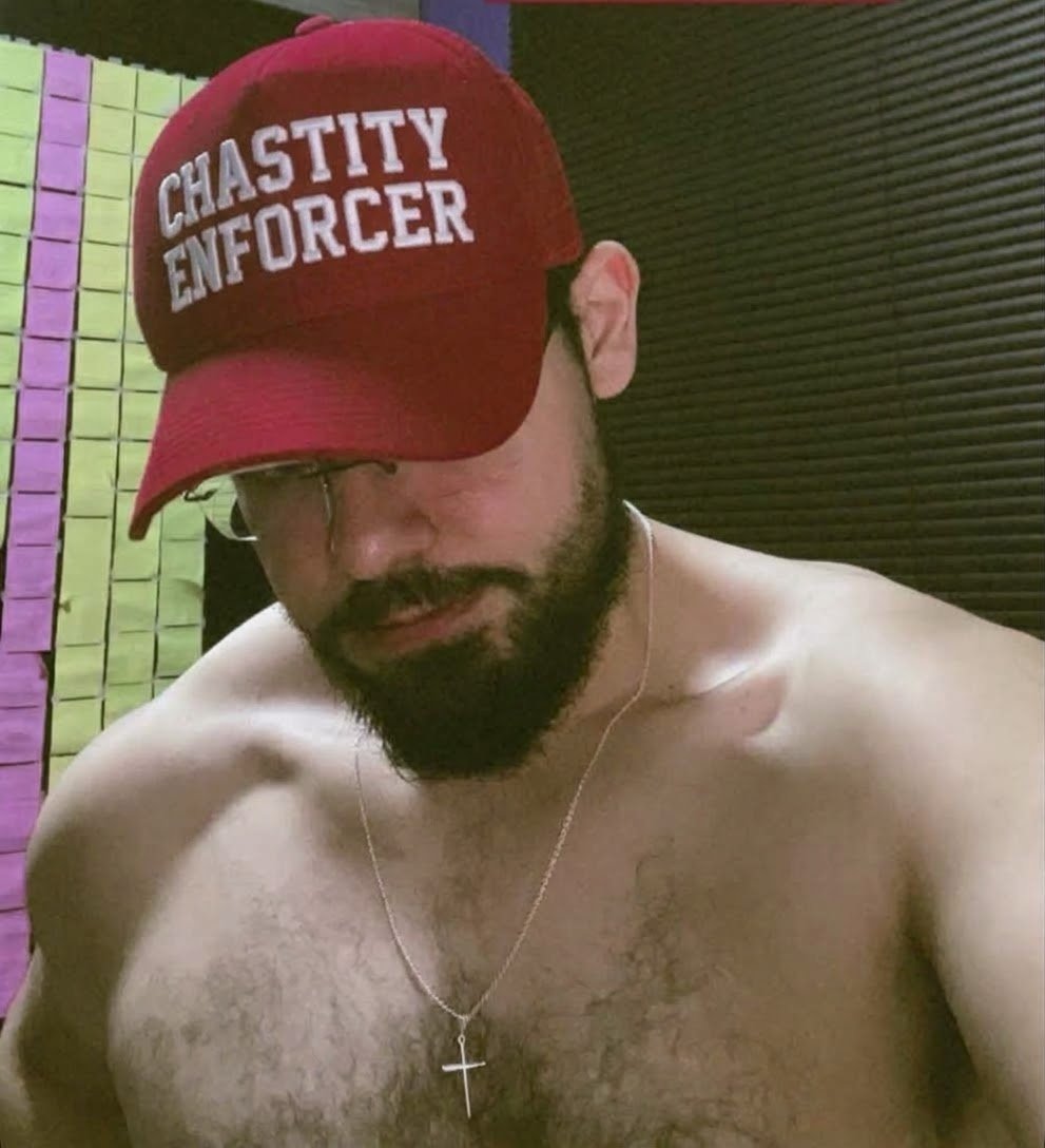 mymusclemen's tweet photo. Your big step bro came home from his first day as a Chastity Enforcer.  

He locked the door to your shared room and pulled out a little government mandated chastity cage.  

"Sorry f_gbro, rule #1 is Enforcement starts at home, so I'm gonna have to lock your clit up"

You should feel honored to be the first f_g your stepbro locks in chastity.